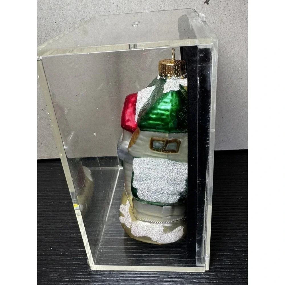 Vintage Target Hand Crafted Glass Ornament House w/snow 2002